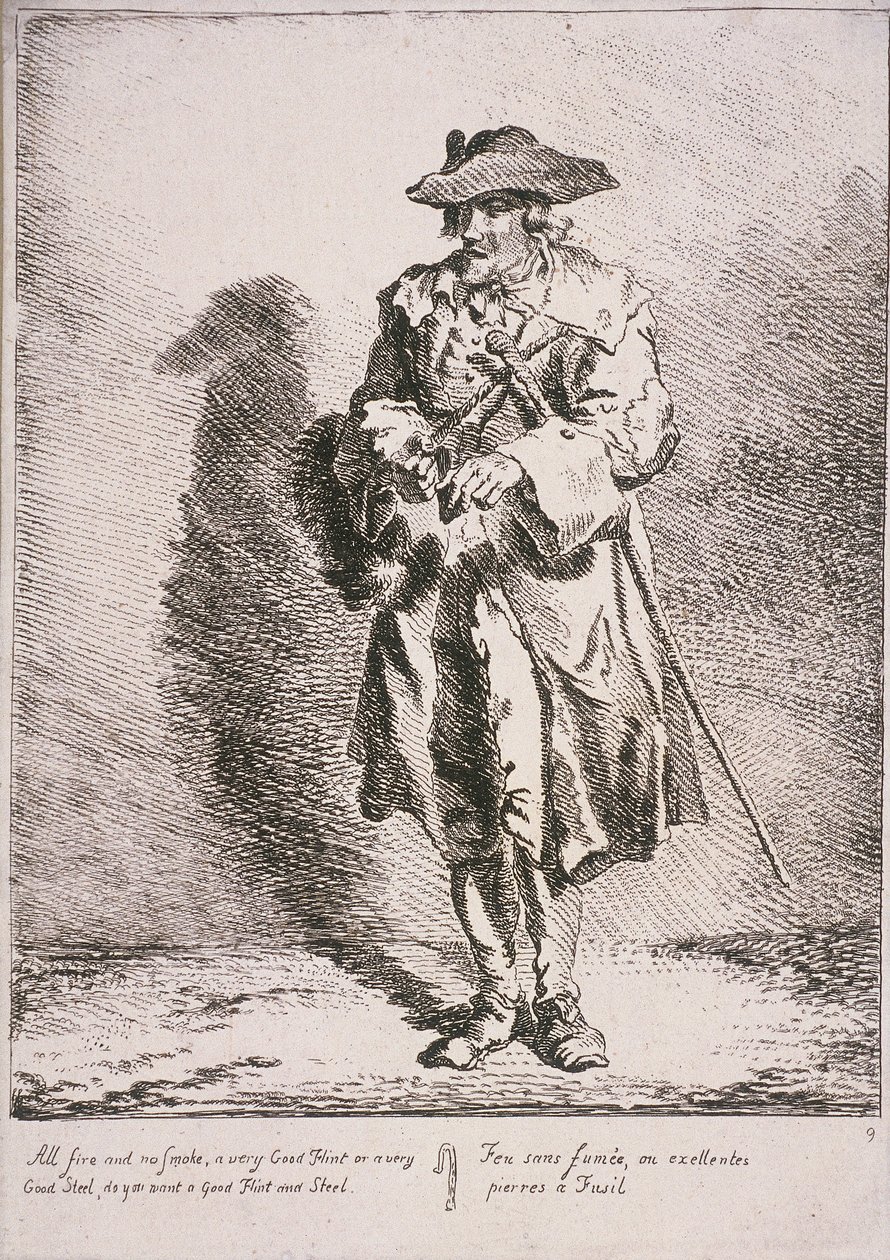 Flint and steel seller, Cries of London, 1760 by Paul Sandby