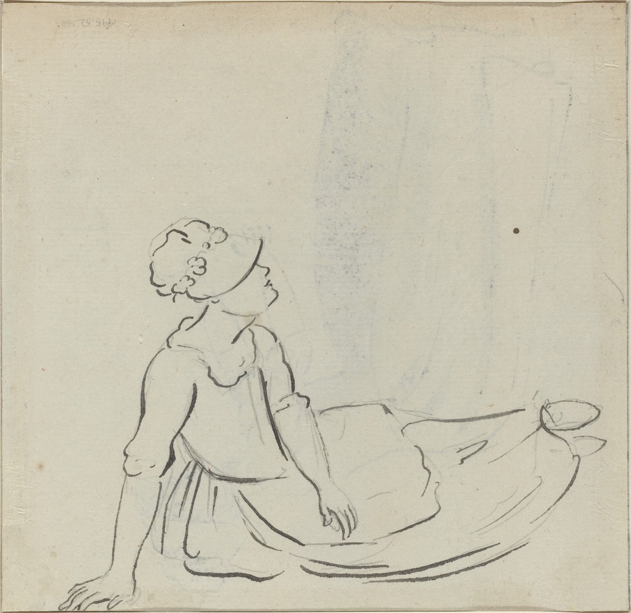 Girl with a Bonnet Reclining by Paul Sandby