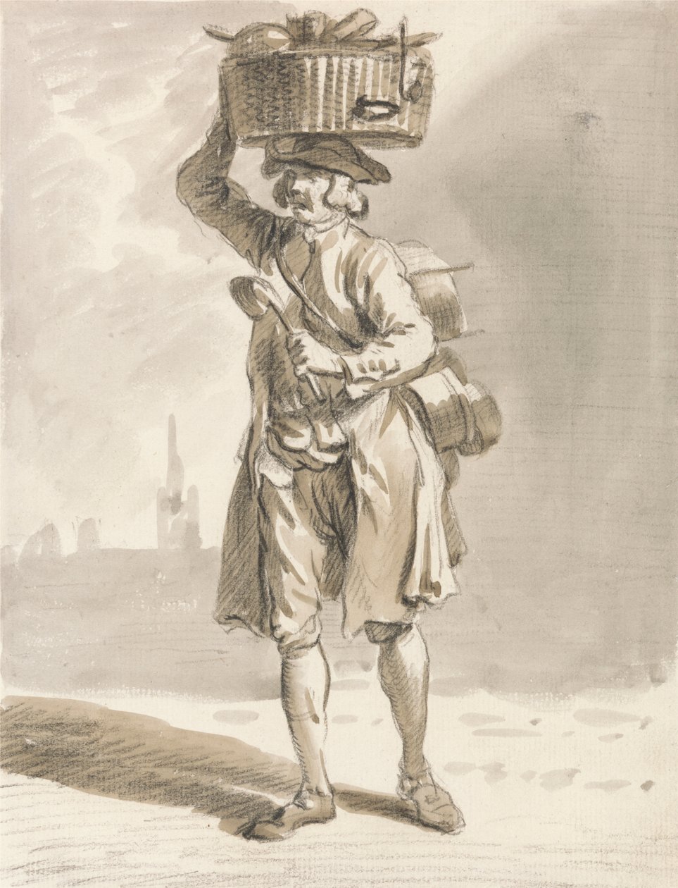 London Cries: A Man with a Basket by Paul Sandby
