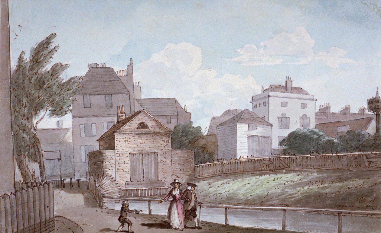 The Thatched House Inn and the New River, Islington, London by Paul Sandby