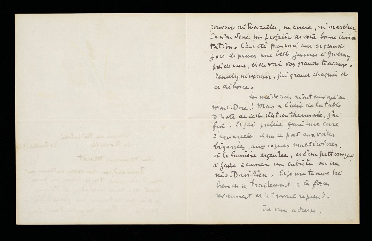Autograph letter to Claude Monet, 21 July 1920 by Paul Signac