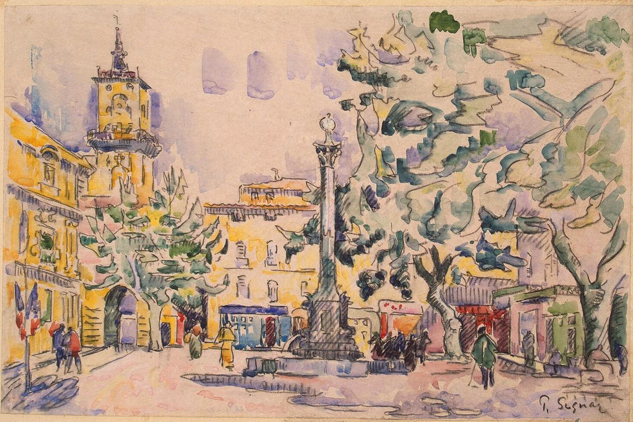 Square of the Hotel de Ville in Aix-en-Provence by Paul Signac