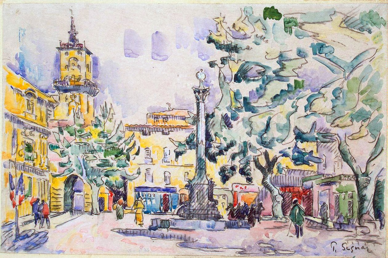 Square of the Hotel de Ville in Aix-en-Provence by Paul Signac