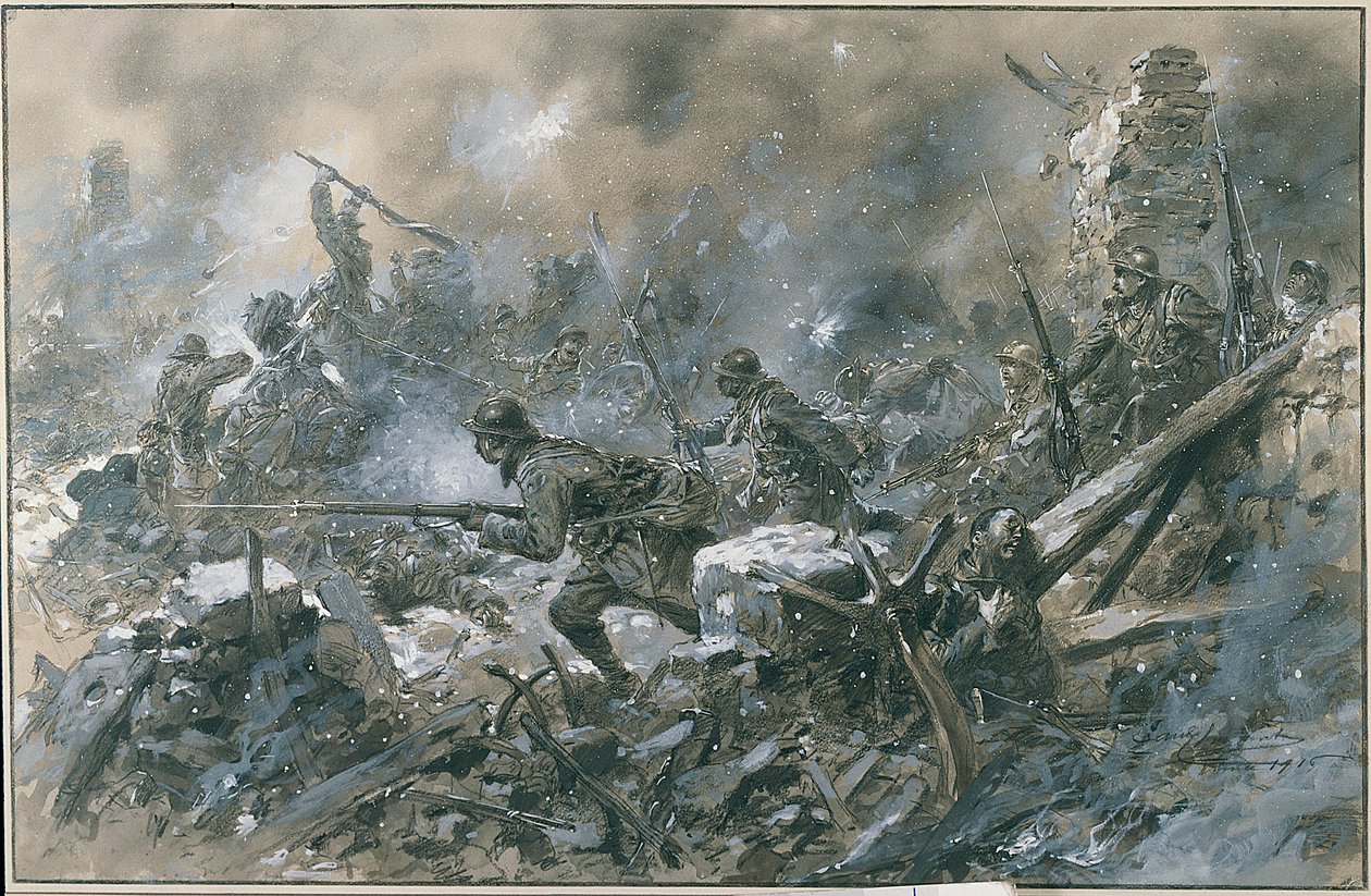 First World War: A Counter Attack in the Village of Vaux in 1916 on the Front of Verdun by Paul Thiriat