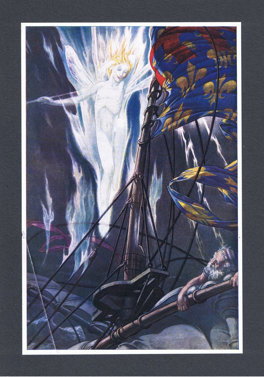 On the topmost, the yards and the bowsprit, would I flame distinctly, illustration from The Tempest, 1908 by Paul Vincent Woodroffe