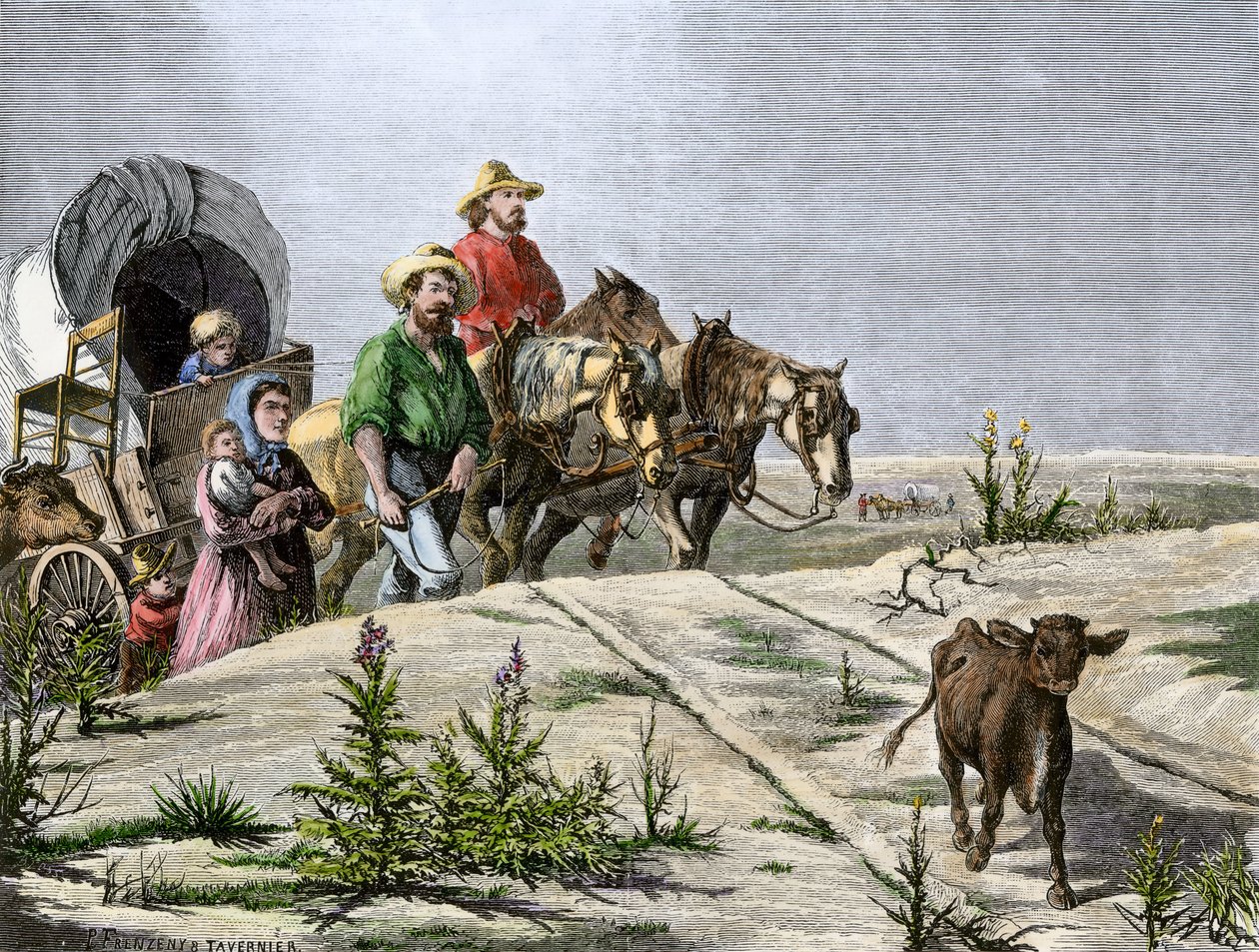 History of the West Conquete settlers: American pioneers. 'Arkansas pilgrims' a family crosses ...