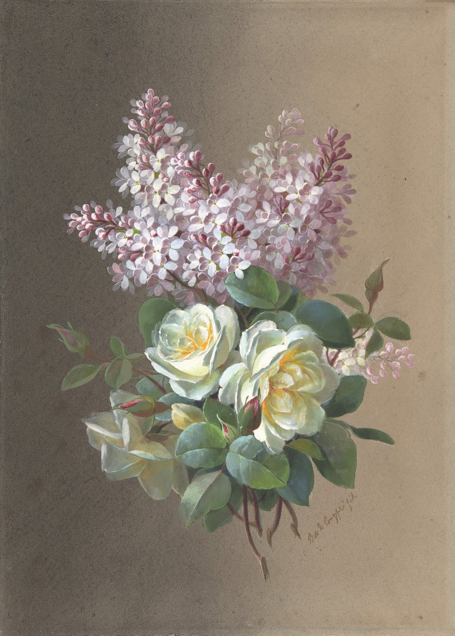 Flowers: Roses and Lilacs by Paul de Longpré