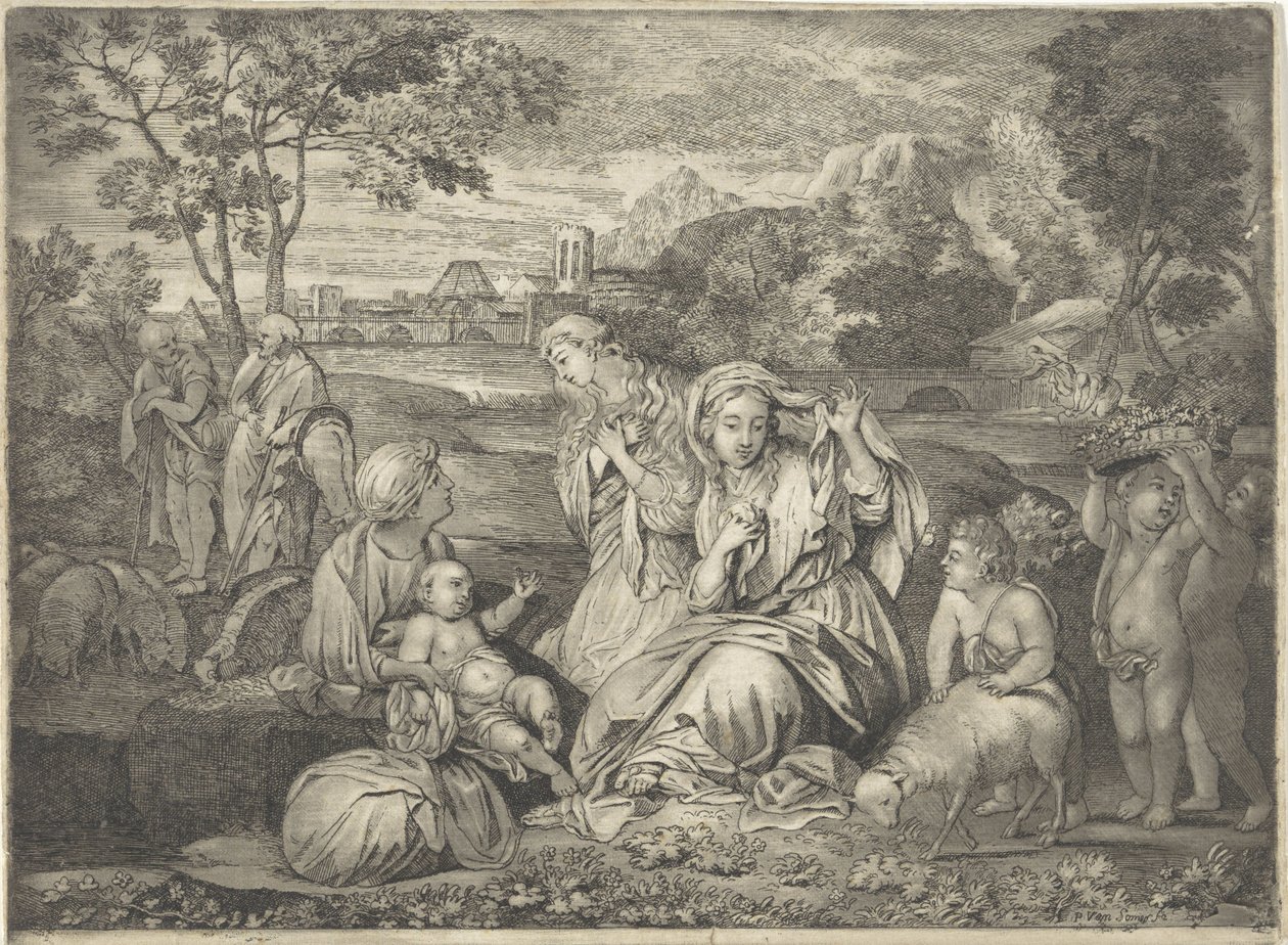 Moses in the bulrushes by Paul van Somer (II)