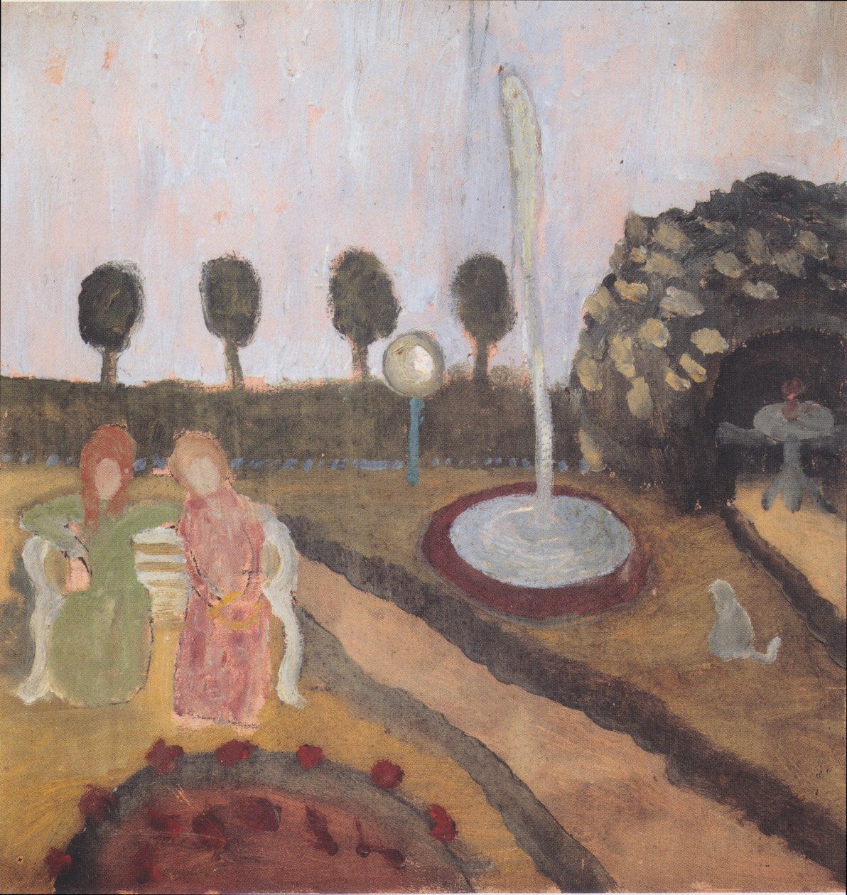 Two Women in the Garden with Fountain by Paula Modersohn Becker