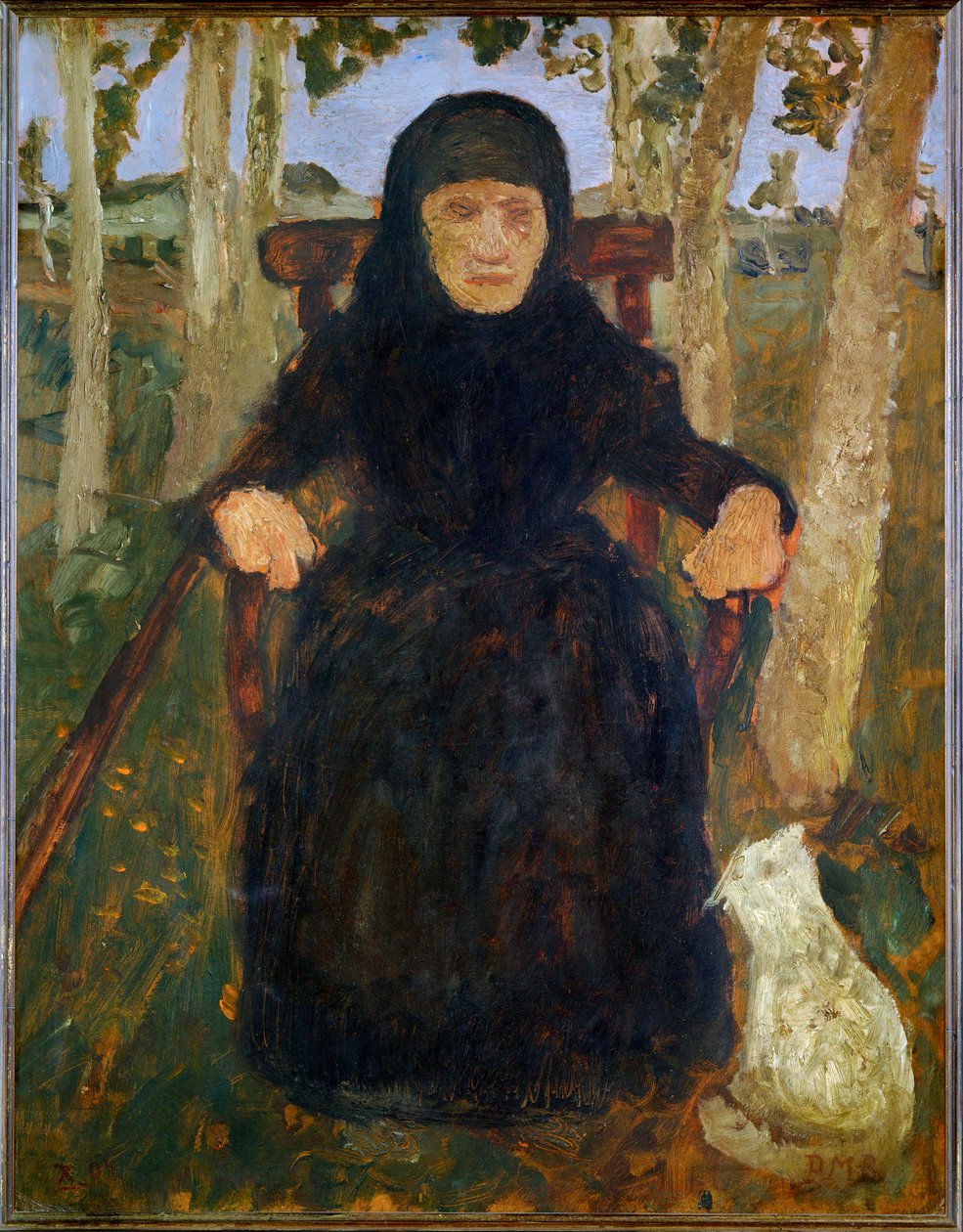 Old Woman, Sitting, with Cat by Paula Modersohn-Becker