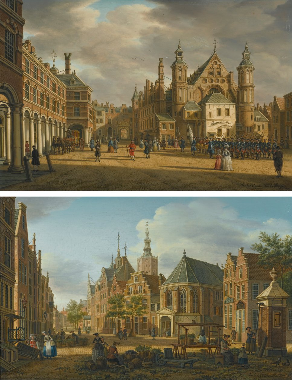 Pair of Cityscapes of The Hague by Paulus Constantijn la Fargue