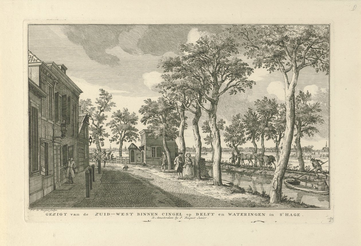 View of the Southwest Inner Canal (South Wall) in The Hague by Paulus Constantijn la Fargue