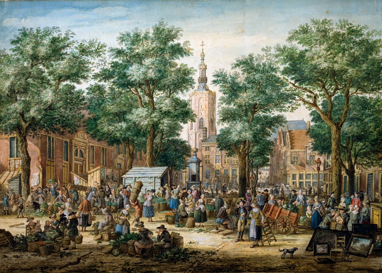 The Big Green Market in The Hague, 1769 by Paulus Constantijn la Fargue