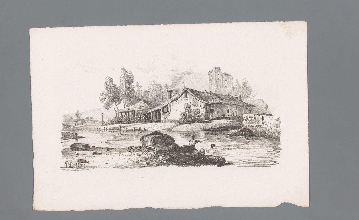 View of a House by a River by Paulus Lauters