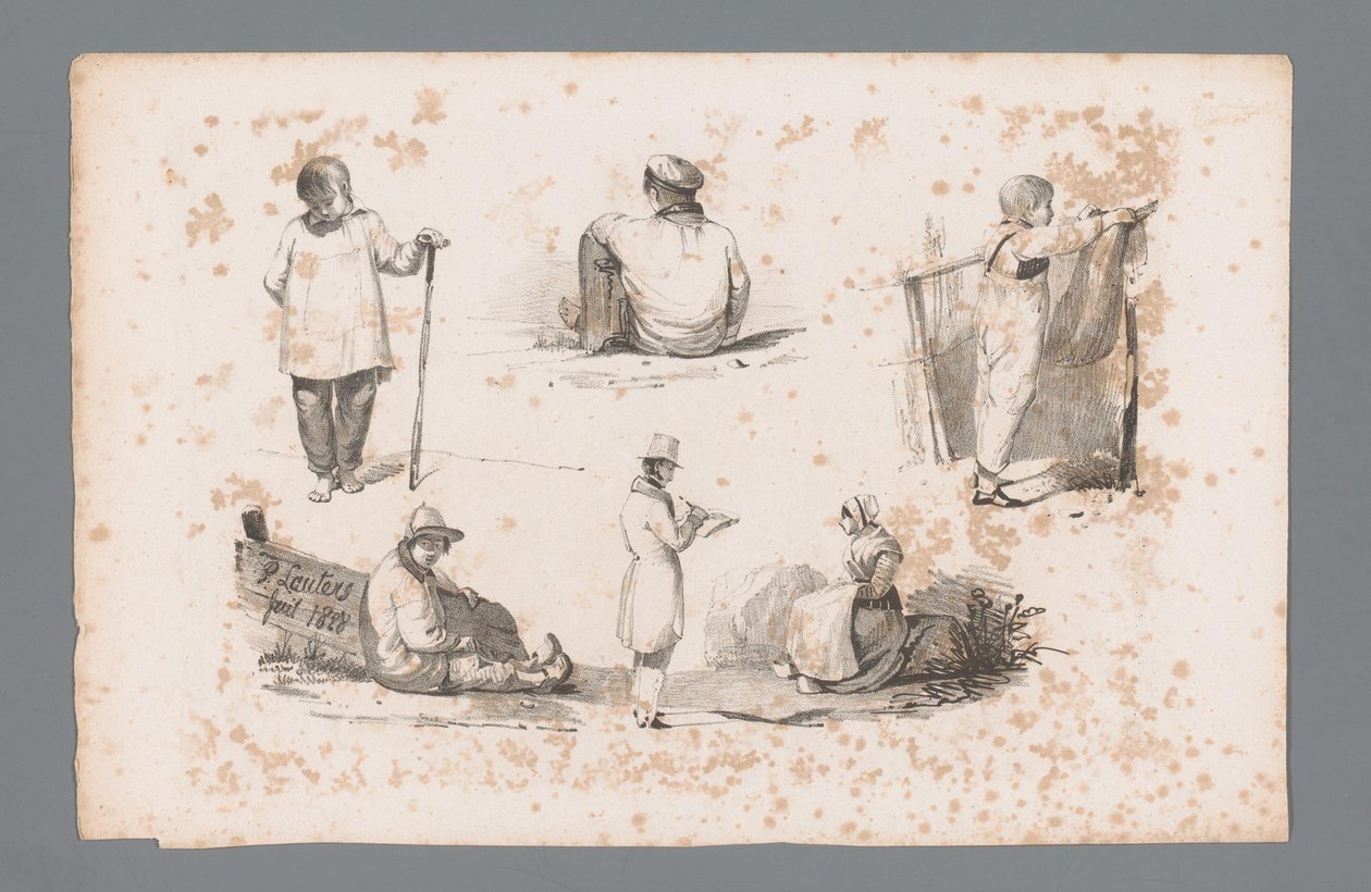 Six different figures (Principles of landscapes) (Principes de paysages) by Paulus Lauters