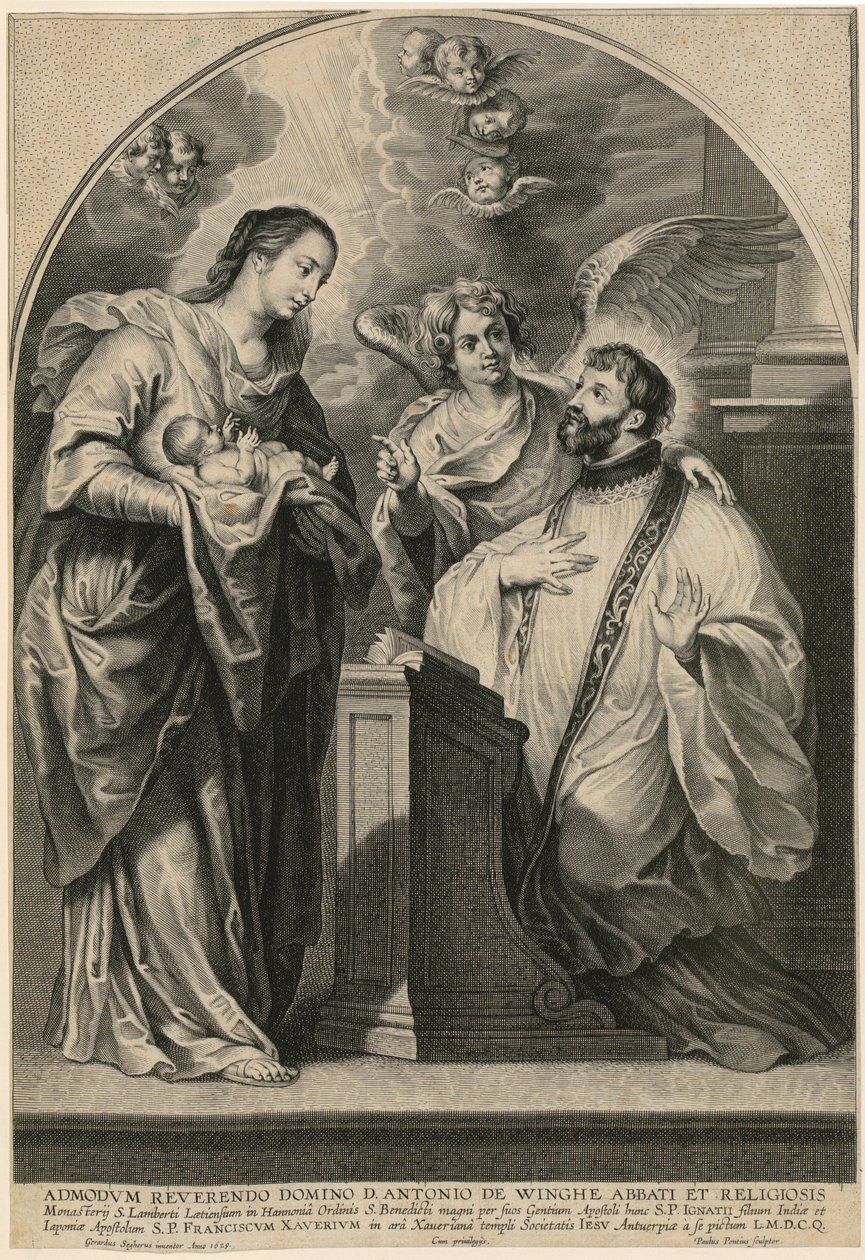 Madonna with Child Appears to the Kneeling Saint Francis Xavier by Paulus Pontius