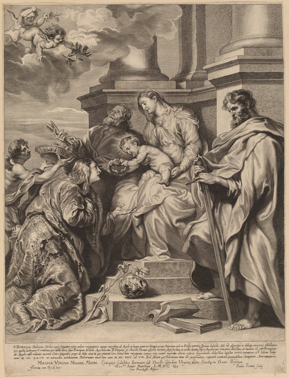 Saint Rosalia Crowned by the Child Jesus by Paulus Pontius, after Sir Anthony van Dyck