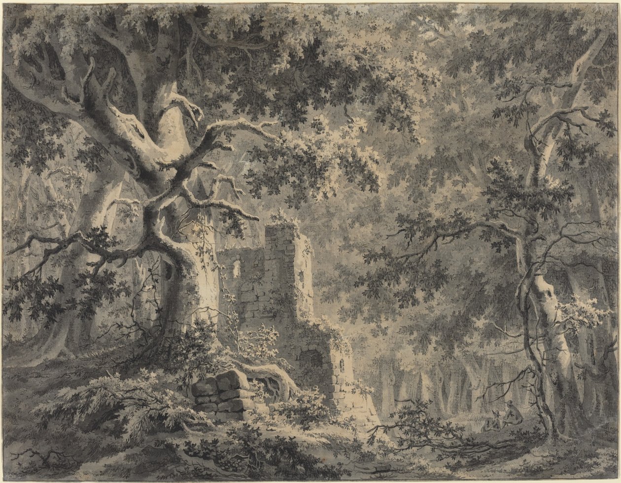 Ruins by a Woodland Stream by Paulus van Liender