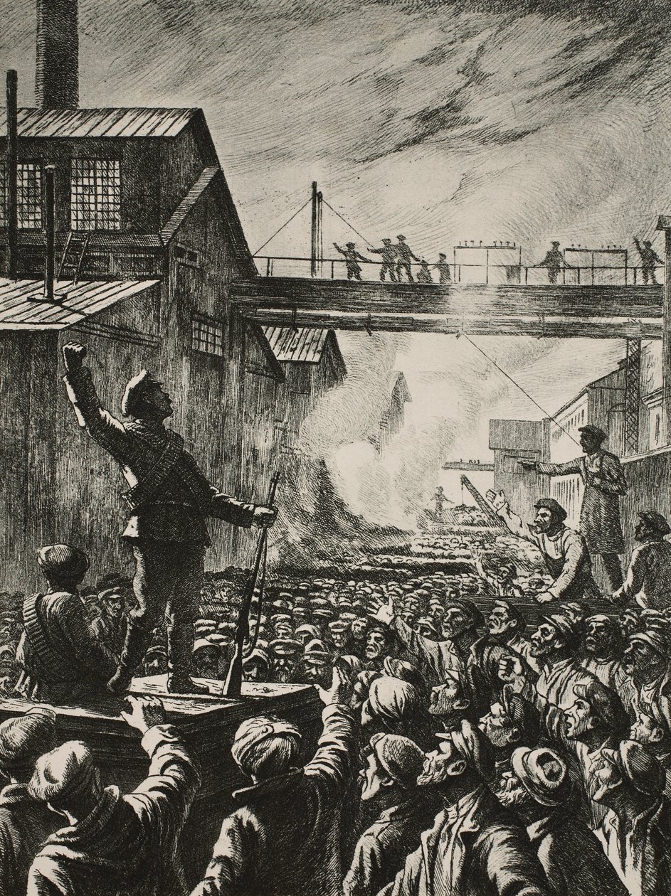 The July Days in Petrograd: machine-gunners call upon the Putilov workers to support the action against the provisional government by Pavel Alexandrovich Shillingovsky