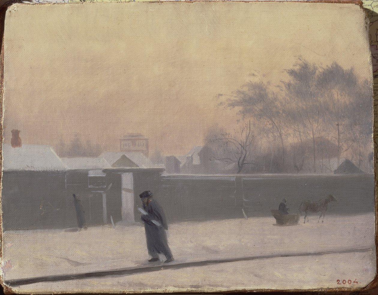 Wintry Street on Vasilievsky Island, St. Petersburg by Pavel Andreevich Fedotov