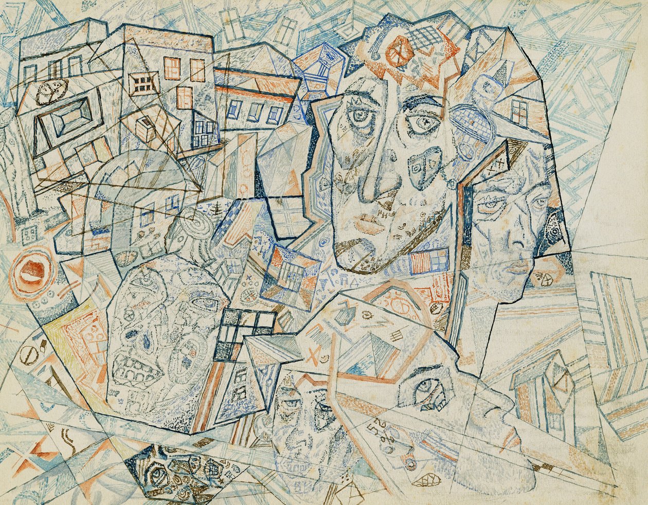Faces in the City, c.1925 by Pawel Nikolajewitsch Filonow