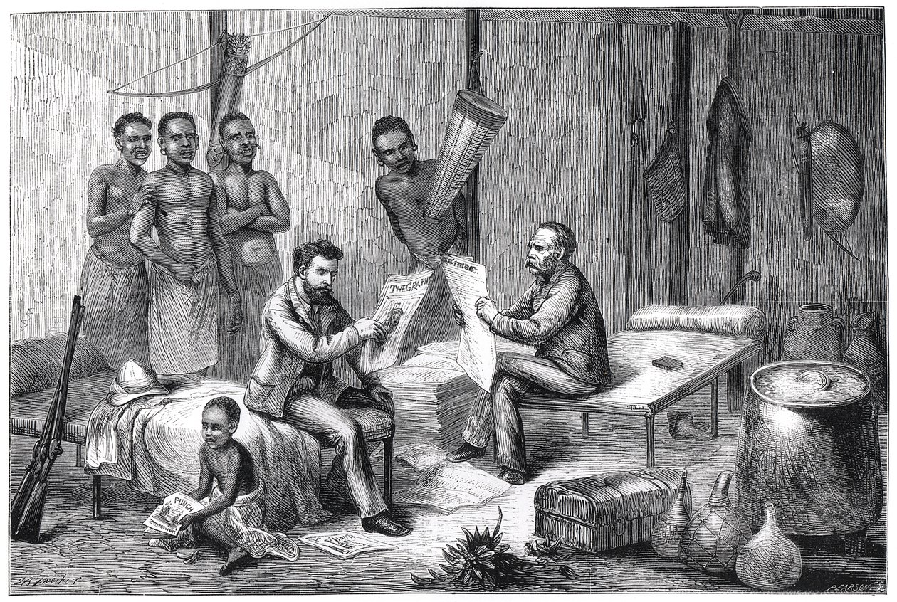 Livingstone and Stanley Receiving Newspapers in Central Africa by Pearson
