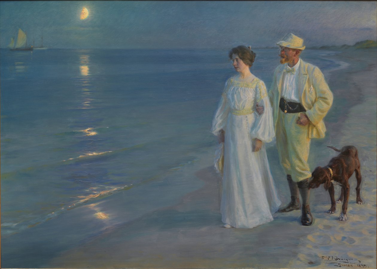 Summer Evening at Skagen beach, The artist and his wife by Peder Severin Kroyer