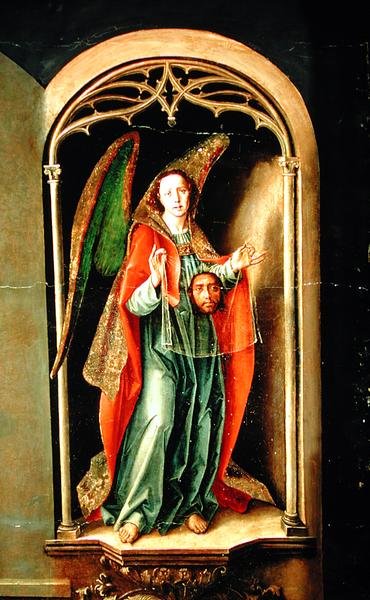 Angel holding the Holy Shroud (detail) by Pedro Berruguete