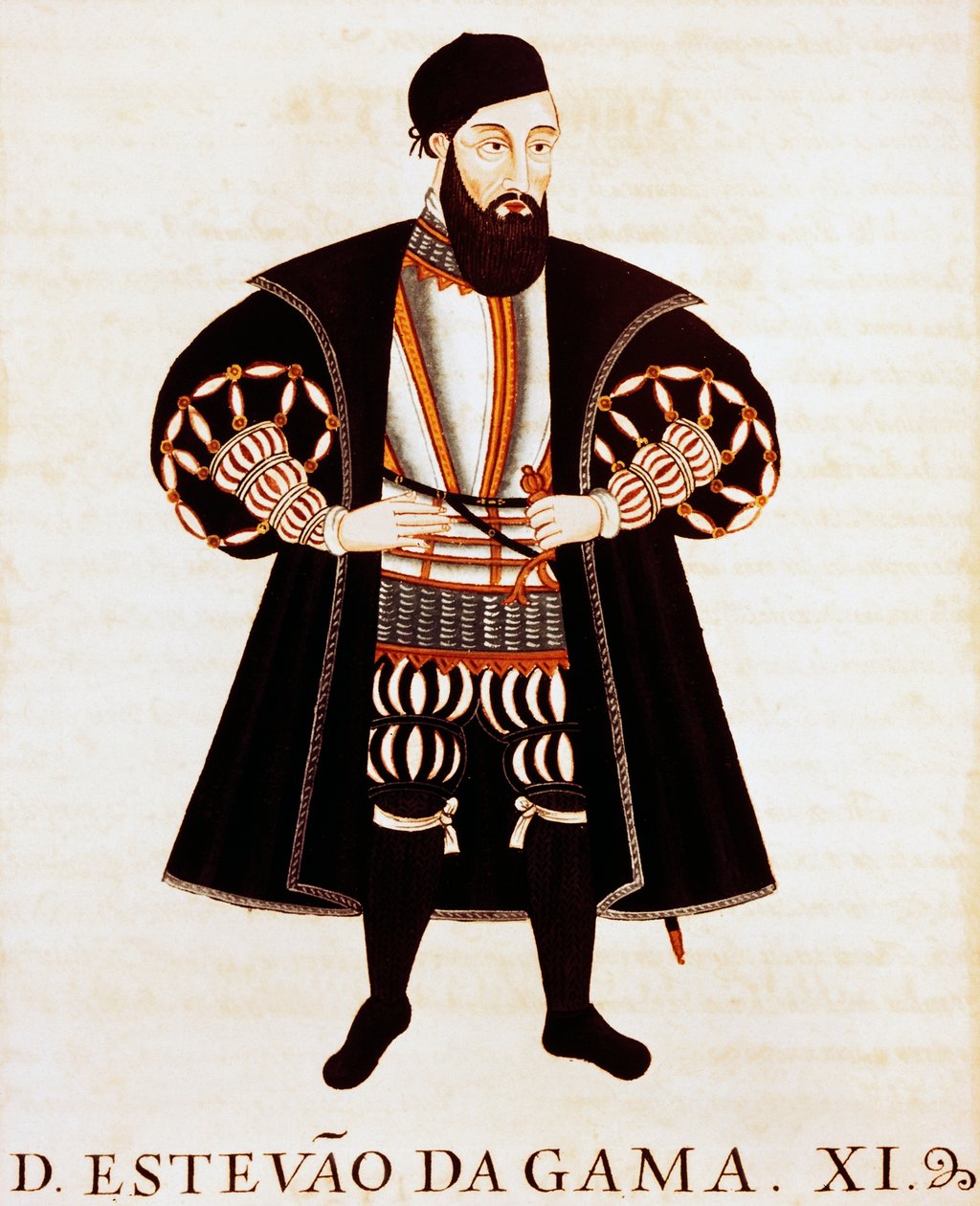 Estevao Da Gama, miniature from Brieve Tratado or Epilogo dos Vizos-Reys de India by Pedro Barretto de Resende