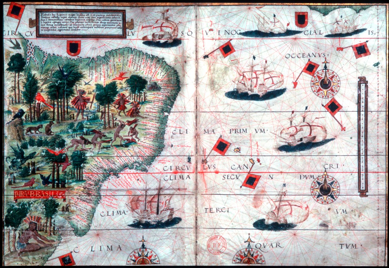 Map of Brazil by Portuguese navigators Pedro Reinel and Lopo Homen