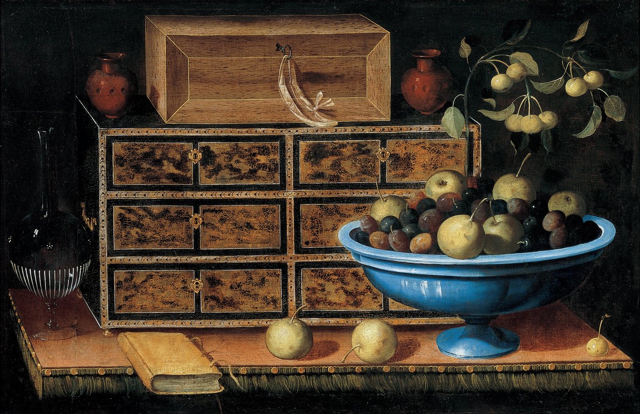 Writing Desk with a Small Chest and a Fruit Bowl by Pedro de Camprobín