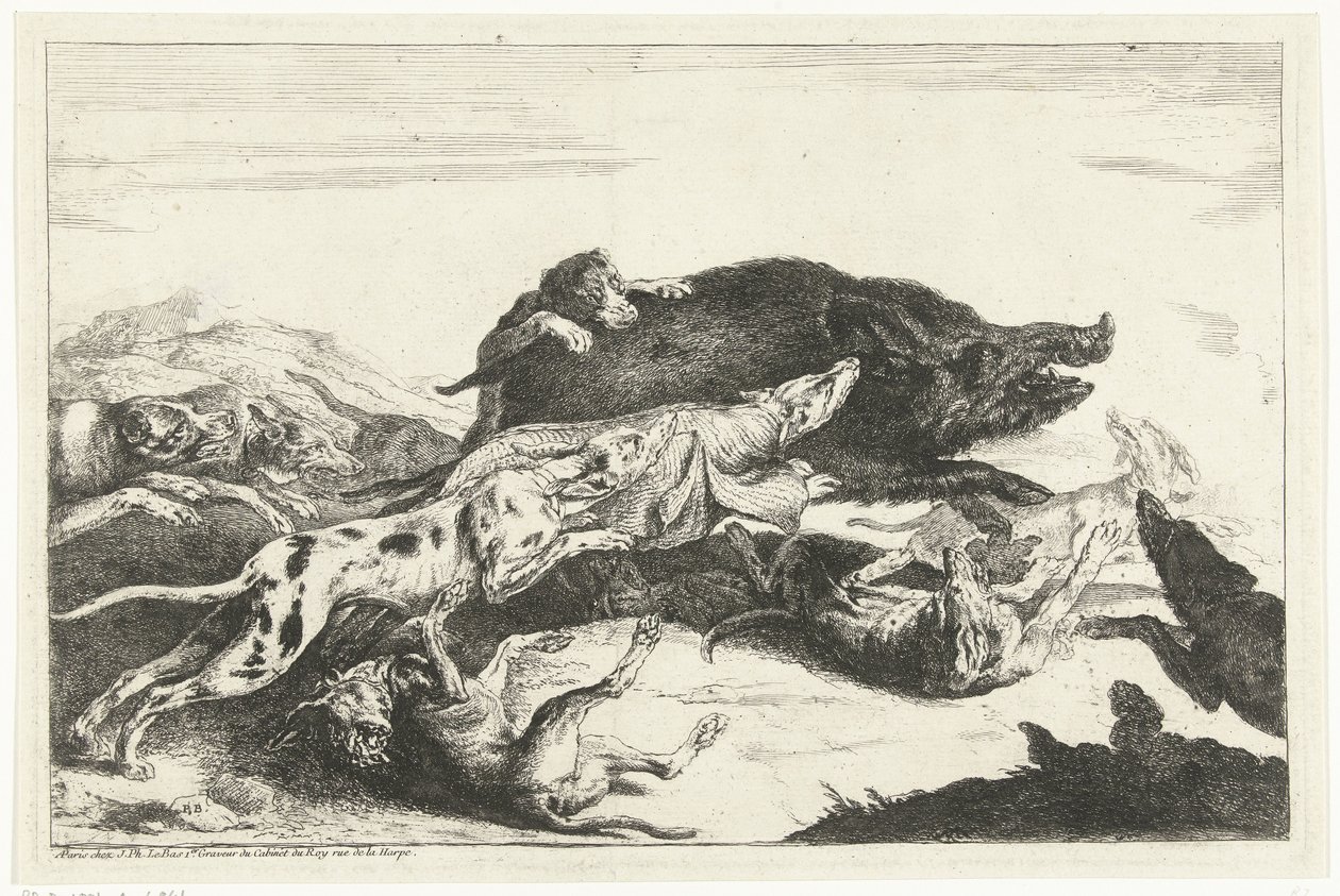 Dogs Hunting a Boar by Peeter Boel