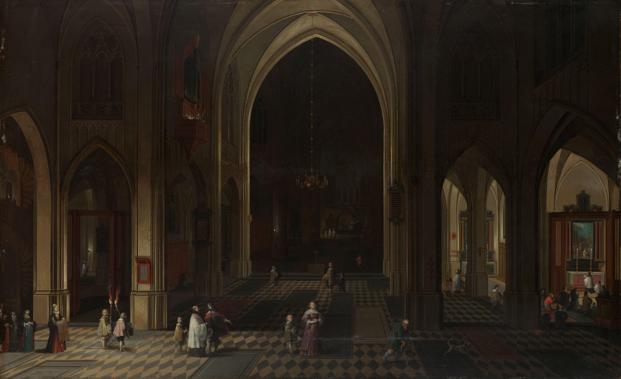 Interior of a Gothic Church at Night Looking East by Peeter Neeffs (I)