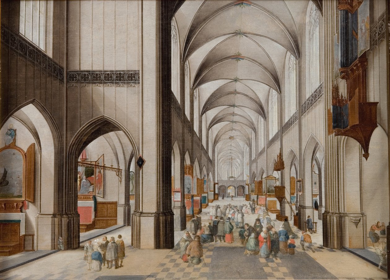 Interior of a Three-Aisled Gothic Church during a Sermon by Peeter Neeffs d.Æ.