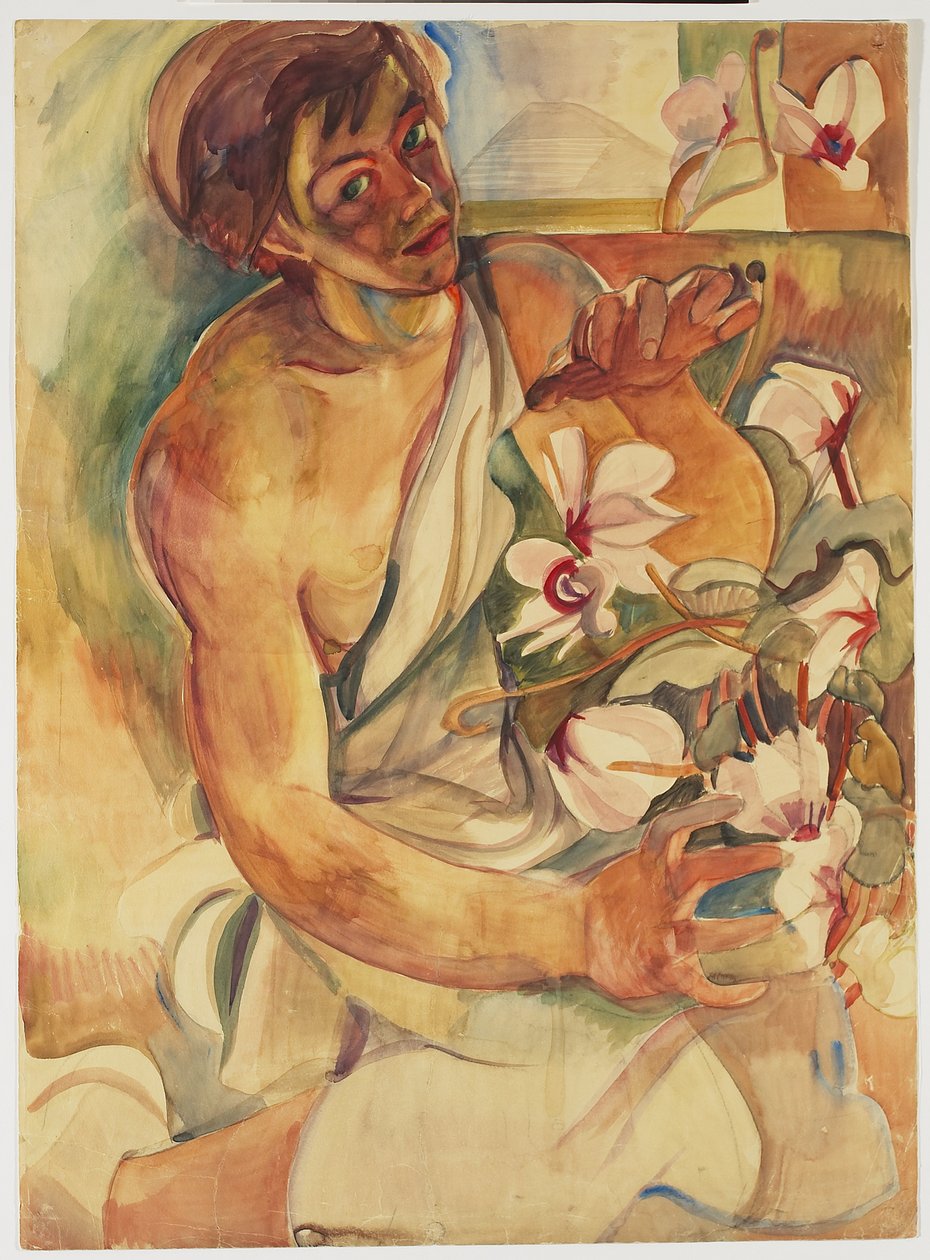 Pegi with Cyclamens by Pegi Nicol Macleod