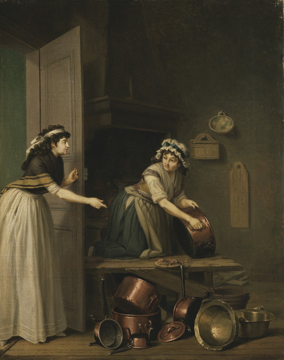 A Woman Polishing Copper Pans by Pehr Hilleström