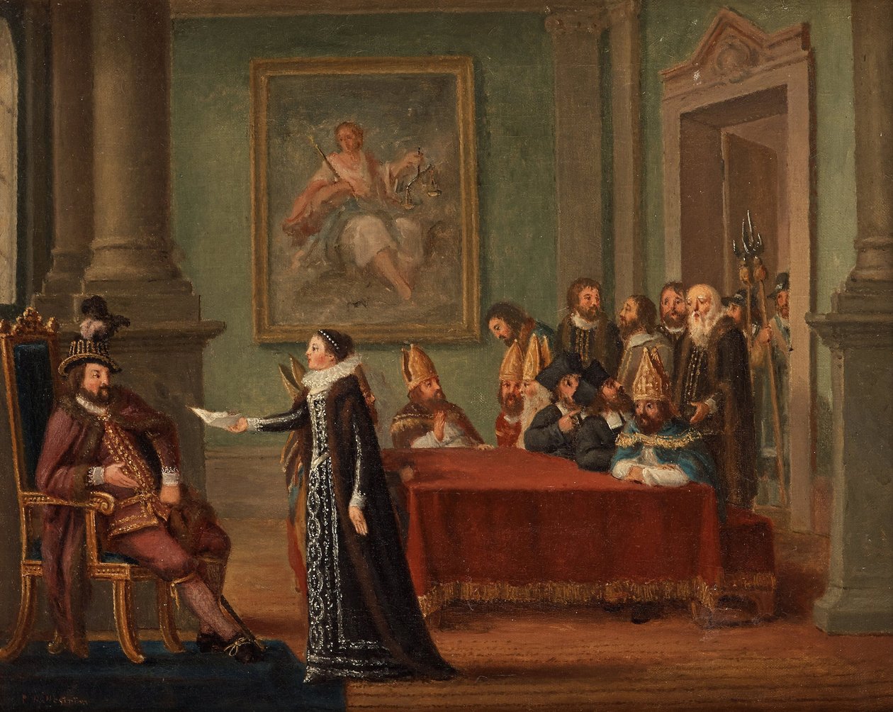 Christina Gyllenstierna with the Letter of Safe Conduct before Christian II by Pehr Hilleström