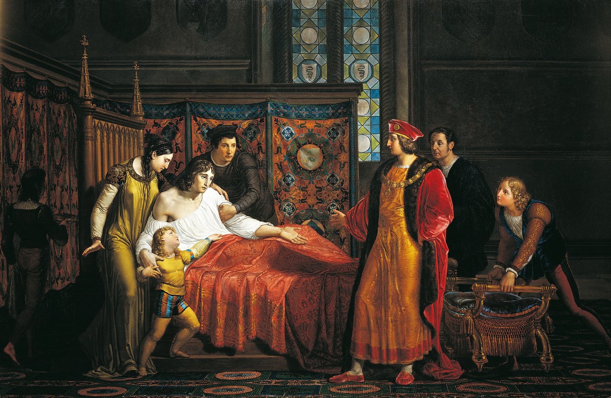 Charles VIII visiting dying Gian Galeazzo Sforza in Pavia Castle by Pelagio Palagi