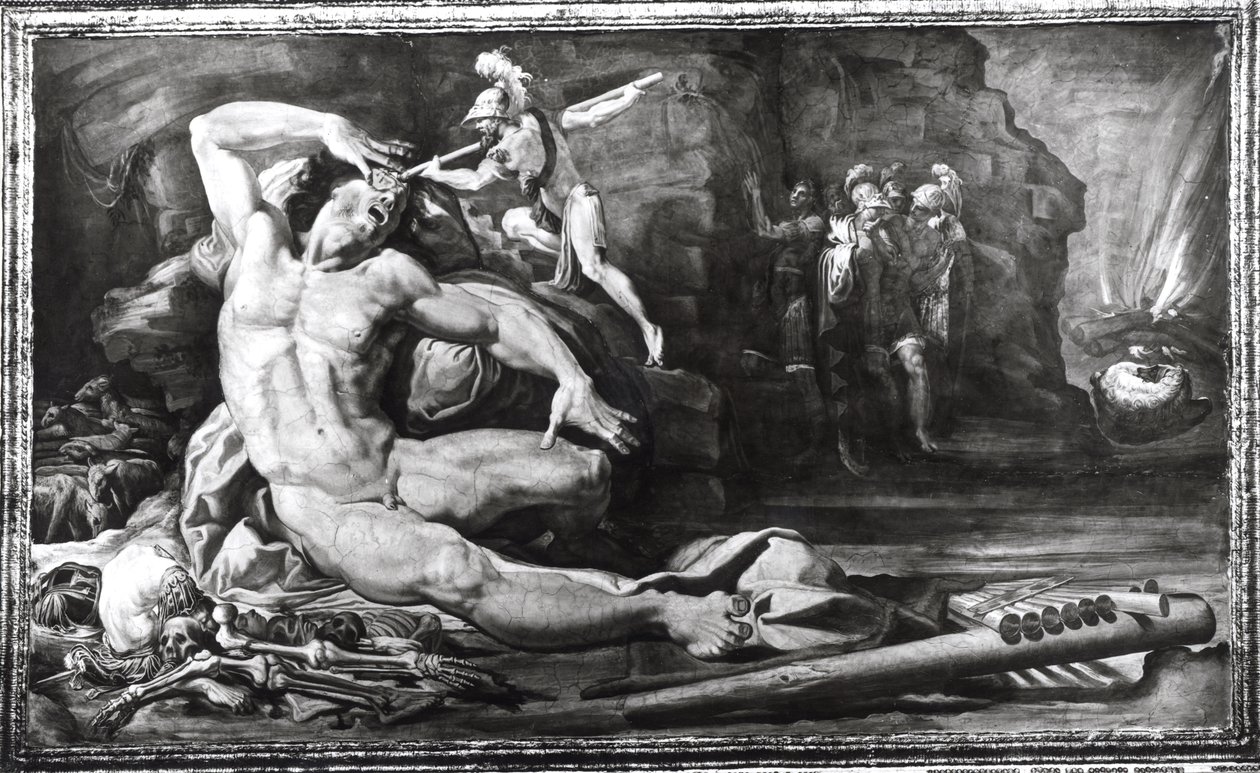 Ulysses Blinding Polyphemus the Cyclops, frieze representing scenes from the Quests of Ulysses by Pellegrino Tibaldi