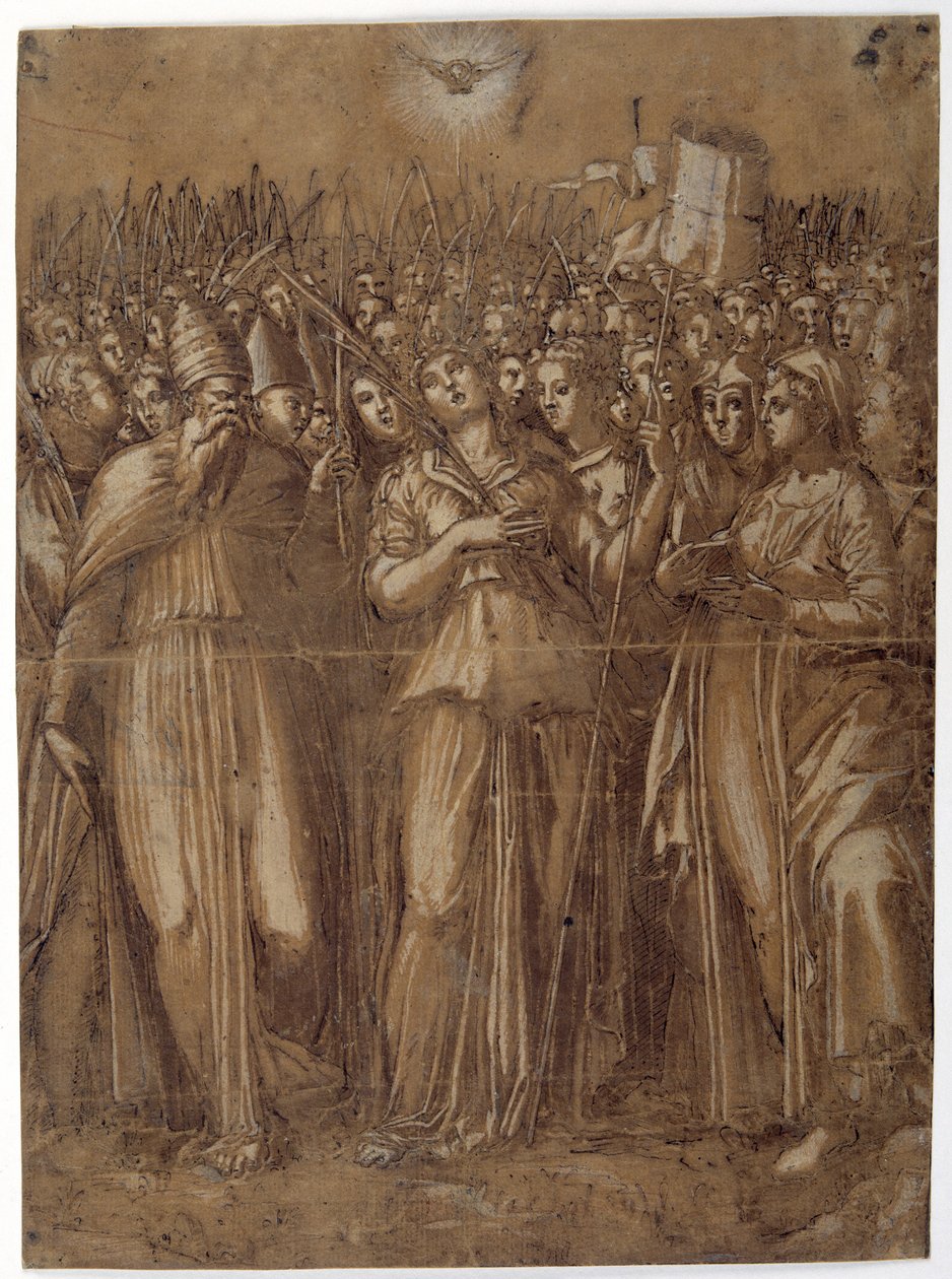 St Ursula with the martyred virgins by Pellegrino (c.1460 1523) Aretusi