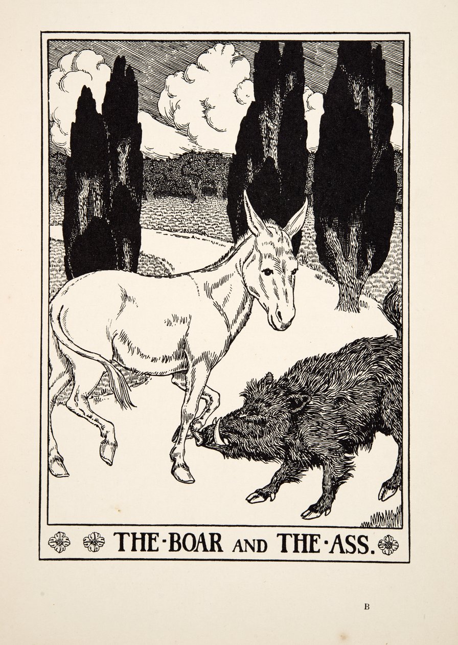 The Boar and the Ass, from A Hundred Fables of Aesop, pub.1903 by Percy J. Billingshurst