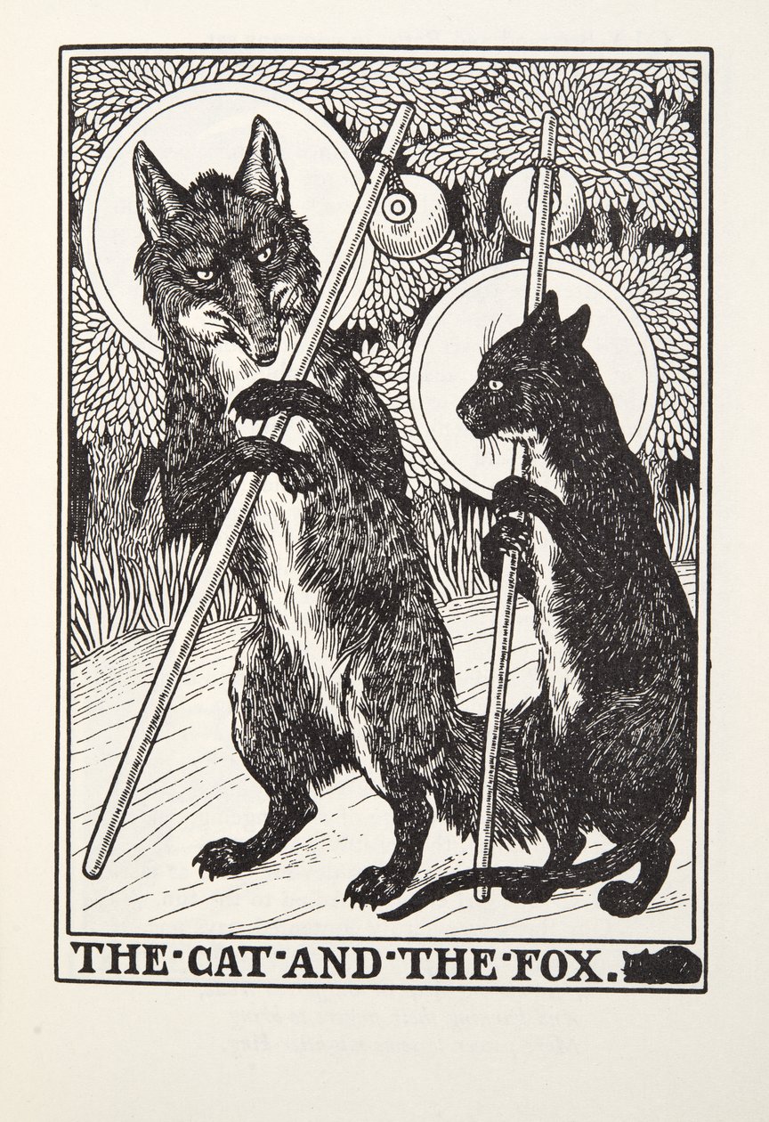 The Cat and the Fox, from Fontaine Fables, pub. 1905 by Percy J. Billingshurst