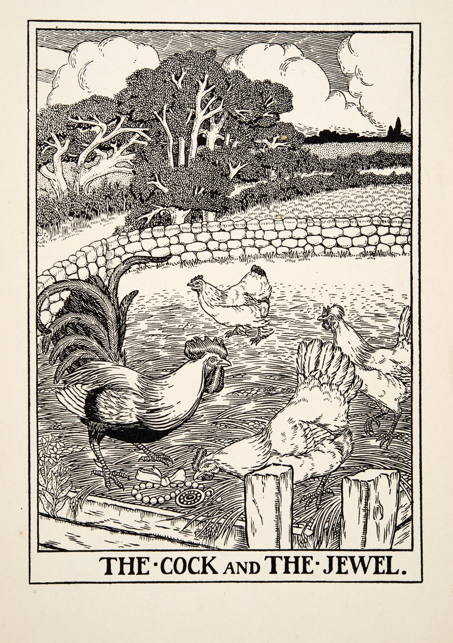 The Cock and the Jewel, from A Hundred Fables of Aesop, pub.1903 by Percy J. Billingshurst