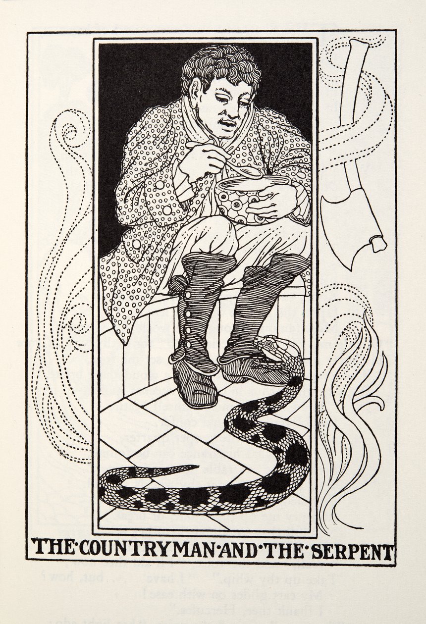 The Countryman and the Serpent, from Fontaine Fables by Percy J. Billingshurst