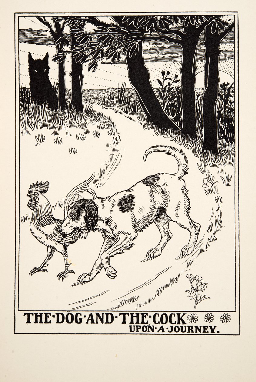 The Dog and the Cock upon a Journey, from A Hundred Fables of Aesop by Percy J. Billingshurst