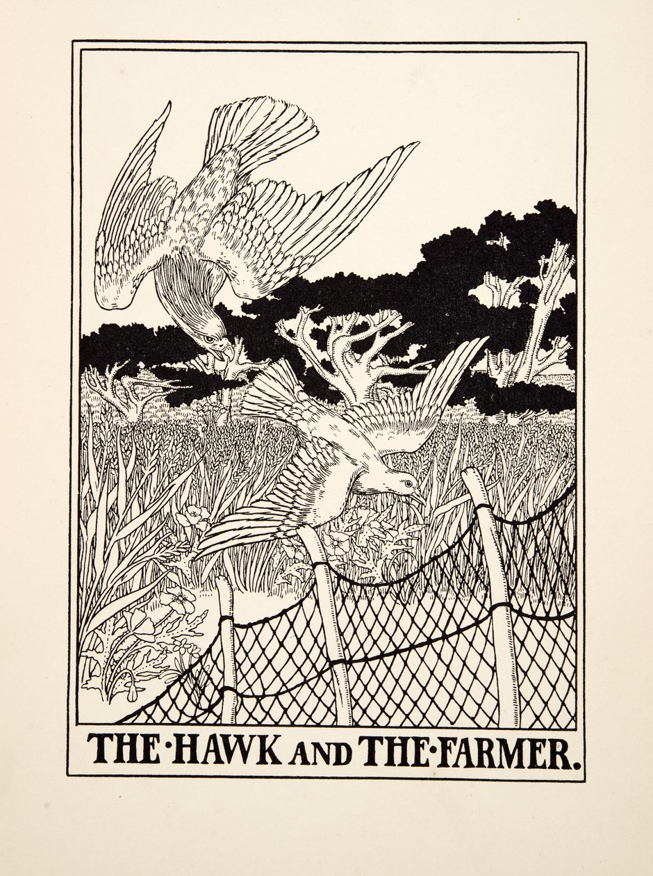 The Hawk and the Farmer, from A Hundred Fables of Aesop, pub. 1903 by Percy J. Billingshurst
