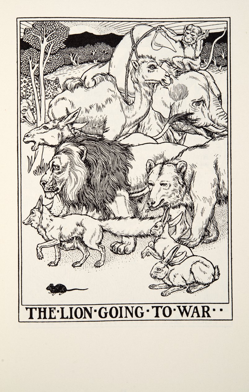 The Lion Going to War, from Fontaine Fables by Percy J. Billingshurst