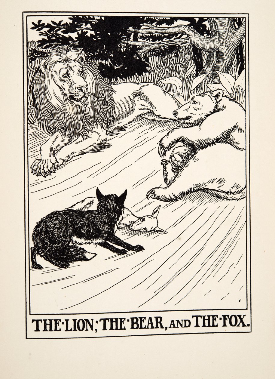 The Lion, the Bear and the Fox, from A Hundred Fables of Aesop, pub.1903 by Percy J. Billingshurst