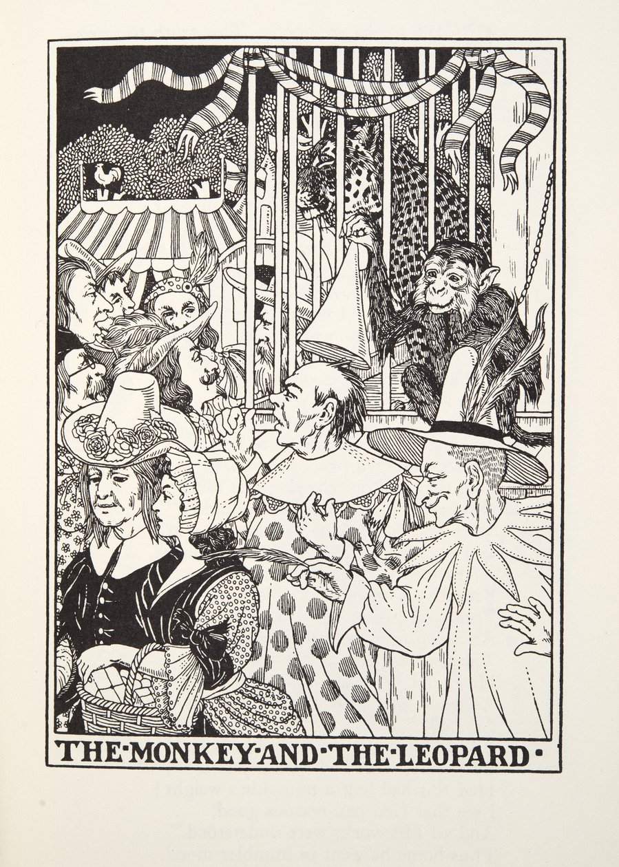 The Monkey and the Leopard, from Fontaine Fables, pub. 1905 by Percy J. Billingshurst
