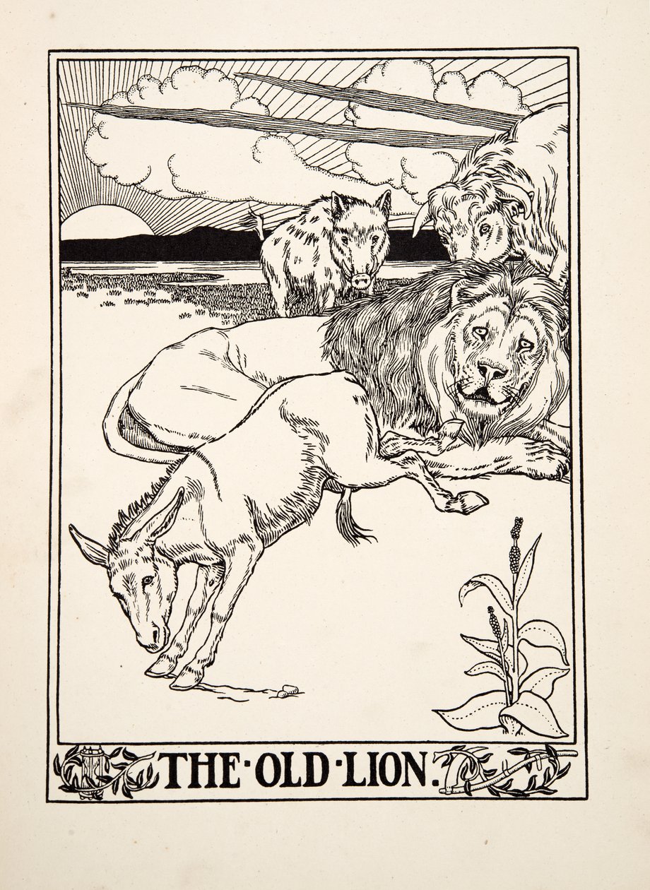 The Old Lion, from A Hundred Fables of Aesop, pub.1903 by Percy J. Billingshurst